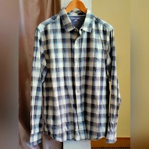 Blue and cream plaid buttondown shirt- horny toad